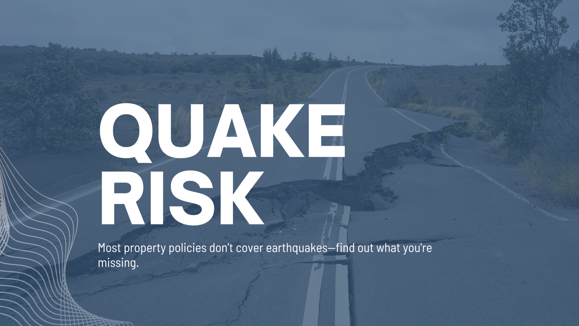 Cracked road after an earthquake, representing quake risk and the importance of earthquake insurance in the Northeast.