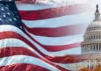 american flag waving for a national holiday in washington dc